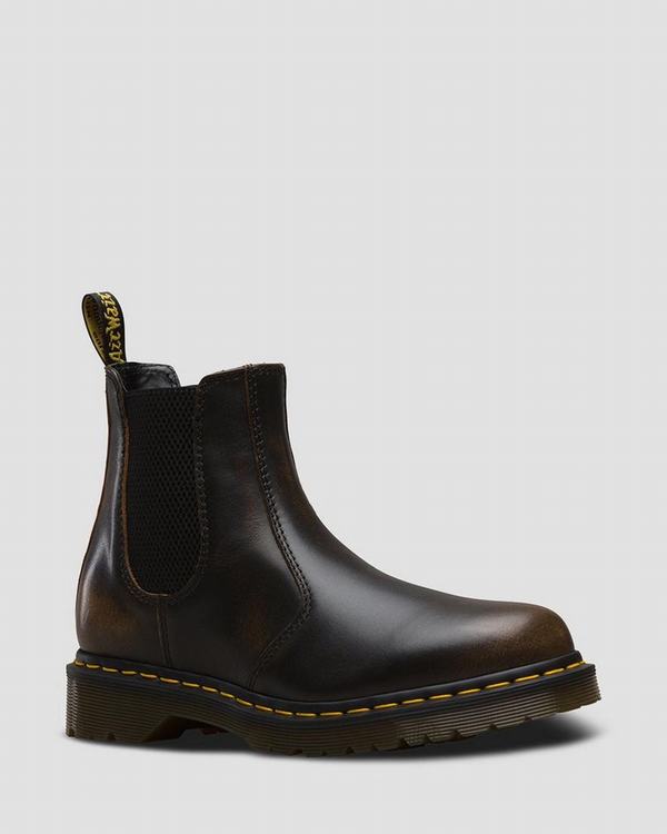 Dr Martens Dámské Chelsea Boty 2976 Vintage Tmavě Hnědé, CZ-247816